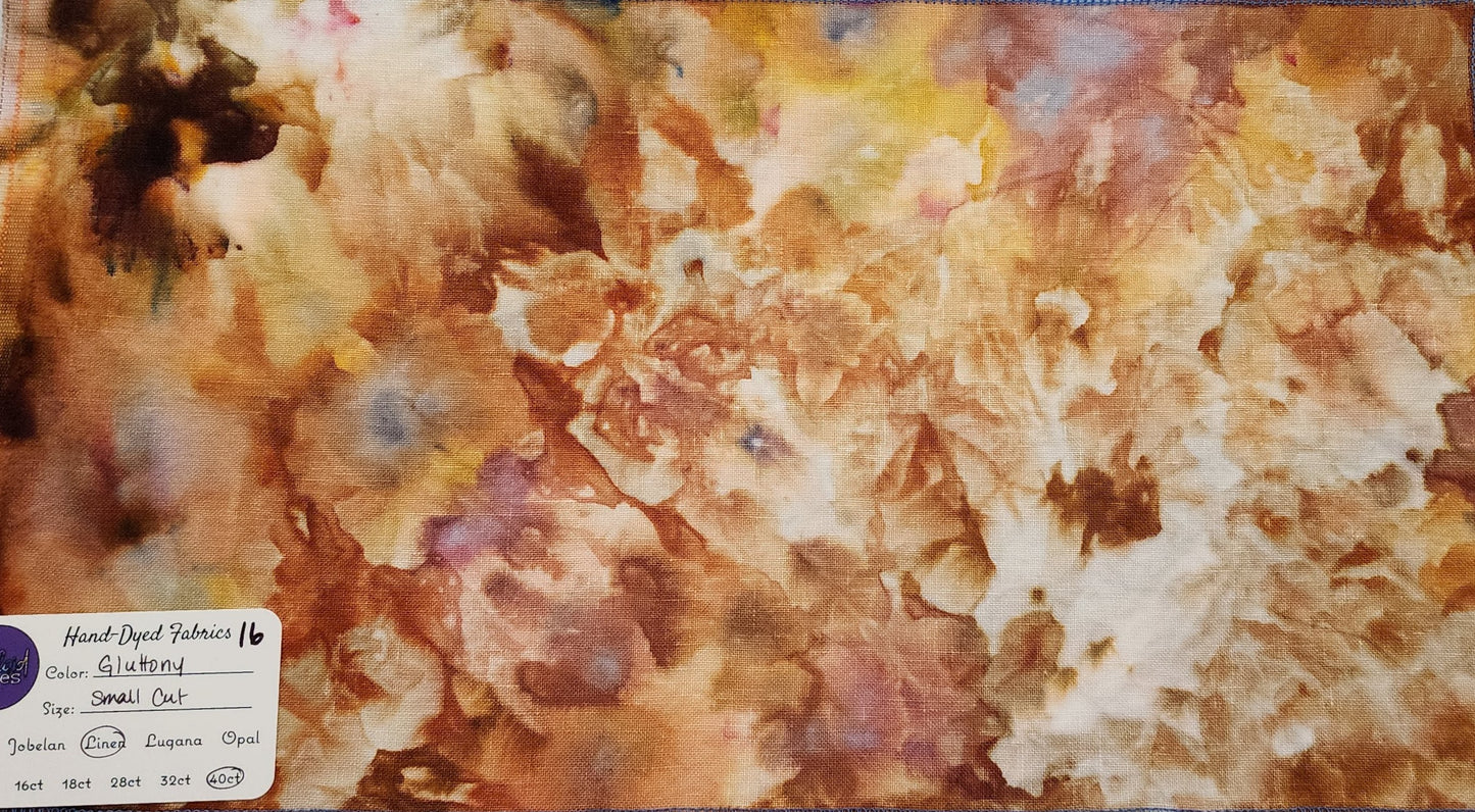 40ct Linen - 'Gluttony' Small Cut (Lot #16) - Hand-Dyed Fabric